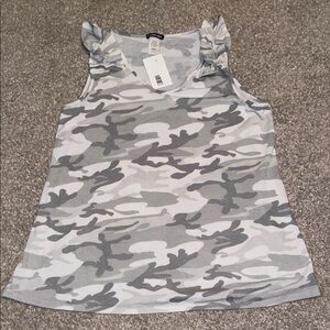NWT! Hemish Stylish Camouflage Ruffle Tank Top, XL